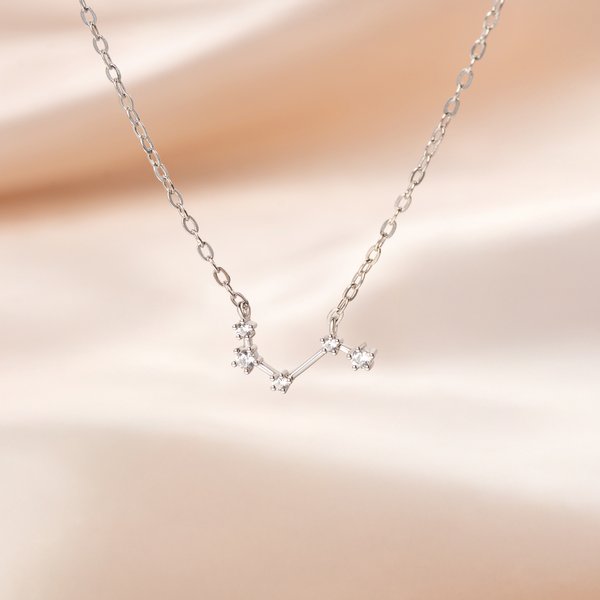 Personalisierte zierliche Zirkon Konstellation Sternzeichen Sterling Silber Halskette Astronomie Schmuck Geburtstag Muttertag Geschenk für Frauen