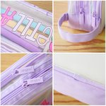 Personligt pennfodral i nät med två fack och namn Skolmaterial Gåva till skolan för pojkar Flickor