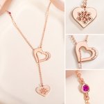 Personalised Birthstone Birth Flower Heart-shaped Hollow Pendant Necklace Dainty Jewellery with Name Birthday Anniversary Gift for Women