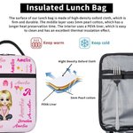 Henkilökohtainen sarjakuvahahmo Initial eristetty lounas laukku nimi Portable Camping Essentials takaisin kouluun syntymäpäivälahja pojille tytöille