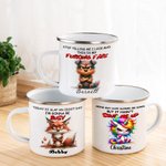 Personalized Funny Lion Dog Fantasy Unicorn Grumpy Animals 11 oz Enamel Mug with Name Daily Use Birthday Gift for Family Friend