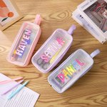 Personligt pennfodral i nät med två fack och namn Skolmaterial Gåva till skolan för pojkar Flickor