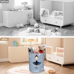 Personalized Cartoon Ballerina Girl Large Waterproof Laundry Storage Basket with Name and Handle Housewarming Birthday Gift for Ballet Lovers