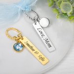 Personalised Blue Crystal Bridal Bouquet Charm with Engraved Text and Card Something Blue Wedding Gift for Bride