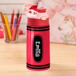 Personalised Multicolour Cartoon Character 12 oz Insulated Kid Water Bottle with Handle and Straw Back to School Birthday Gift for Boys Girls