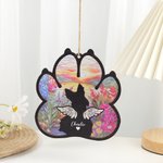 Personalized Dog Silhouette Paw Shape Window Hanging Suncatcher Christmas Ornament with Names Sympathy Memorial Remembrance Gift for Dog Lovers