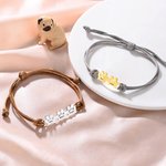 Personalized 1-6 Paws Minimalist Adjustable Waxed Rope Bracelet with Engraved Name Women Jewelry Birthday Memorial Gift for Pet Owners Lovers