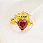 Personalized Zircon Grad Cap Heart Birthstone Ring with Engraved Name Text Dainty Jewelry Birthday Graduation Gift for Women Graduates