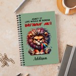 Personalizado Divertido León Cebra Gruñón Animales A5 Cuaderno de Espiral con Nombre Grabación Accesorios Regalo de Cumpleaños para Niños Familia Amigos