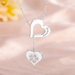 Personalised Birthstone Birth Flower Heart-shaped Hollow Pendant Necklace Dainty Jewellery with Name Birthday Anniversary Gift for Women