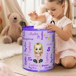 Personalized Cartoon Character Word Cloud Waterproof Laundry Storage Basket with Name and Handle Home Decor Birthday Gift for Kids