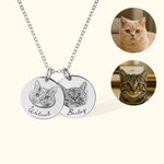 Personalised Engraved Pet Portrait Photo Necklace with Name Birthday Gift for Pet Lover Owner