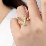 Personalized Bubble Initial Ring with Zircon Cute Jewelry Mother's Day Anniversary Birthday Gift for Women