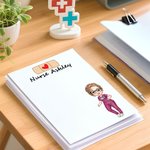 Personalized Love Band-Aid Cartoon Character Notepad with Name Stationery Supplies Nurses Day Birthday Gift for Nurses Doctors