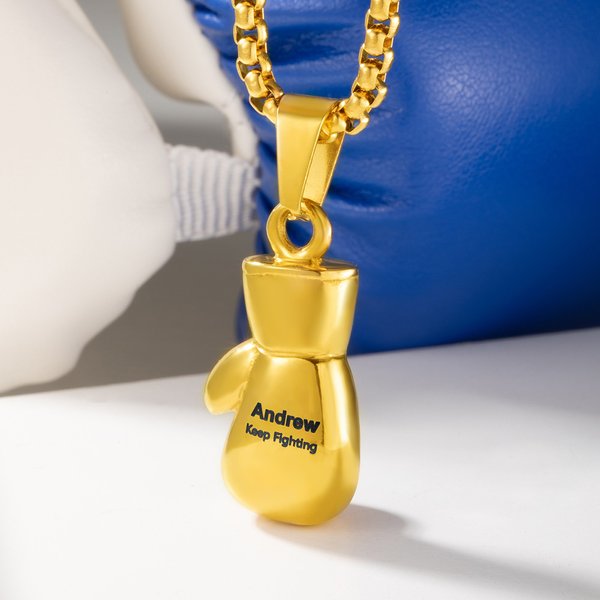 Personalised Engraved Boxing Glove Gothic Necklace with 22 inches Length Jewellery Christmas Birthday Gift for Boxers Lover