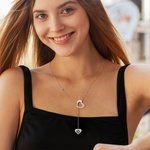 Personalised Birthstone Birth Flower Heart-shaped Hollow Pendant Necklace Dainty Jewellery with Name Birthday Anniversary Gift for Women