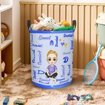Personalized Cartoon Character Word Cloud Waterproof Laundry Storage Basket with Name and Handle Home Decor Birthday Gift for Kids