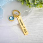 Personalised Blue Crystal Bridal Bouquet Charm with Engraved Text and Card Something Blue Wedding Gift for Bride