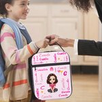 Henkilökohtainen sarjakuvahahmo Initial eristetty lounas laukku nimi Portable Camping Essentials takaisin kouluun syntymäpäivälahja pojille tytöille