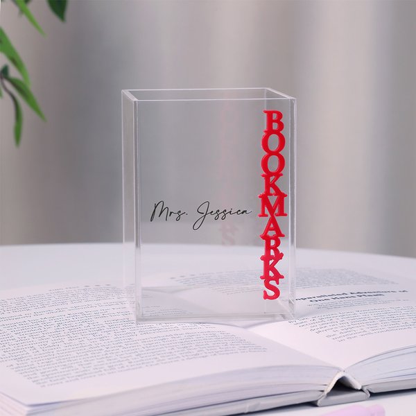 Personalized Multicolour 3D Bookmarks Design Clear Bookmark Pen Holder with Text Desk Decor Birthday Gift for Bookworm Book Lover