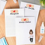 Personalized Love Band-Aid Cartoon Character Notepad with Name Stationery Supplies Nurses Day Birthday Gift for Nurses Doctors
