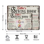 Henkilökohtainen ompelukone sarjakuvahahmo metalli merkki nimi Studio sisustus syntymäpäivä Housewarming lahja ompelu harrastaja suunnittelija