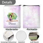 Personalisierte Aquarell Blumenmotiv Buchhülle mit Cartoon Figur Namen Reißverschluss Vordertasche Leseaccessoires Geburtstag Geschenk für Bücherwurm