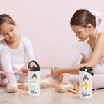 Personalised Cartoon Ballet Girl Name 15 oz Food Grade Stainless Steel Water Bottle with Straw Dance Team Birthday Gift for Ballerina Girl