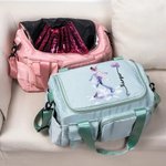 Henkilökohtainen sarjakuva luistelu tyttö syntymä kukka Multi-kammio nimi Travel laukku olkahihna Travel tarvikkeet syntymäpäivä lahja naisille tytöille