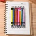 Personalised Glitter Crayon Ball-Point Pens with Name Set of 2 Back to School Appreciation Gift for Teacher