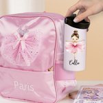 Personalised Cartoon Ballet Girl Name 15 oz Food Grade Stainless Steel Water Bottle with Straw Dance Team Birthday Gift for Ballerina Girl