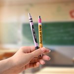 Personalised Glitter Crayon Ball-Point Pens with Name Set of 2 Back to School Appreciation Gift for Teacher