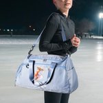 Personalized Ice Skating Girl Birth Flower Multi-compartment Waterproof Weekend Duffle Bag with Shoulder Strap and Name Back to School Gift for Her