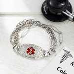 Personalized Star of Life Adjustable Medical Alert ID Emergency Multi-Layer Bracelet with Engraved Text Gift for Allergy Diabetic Women