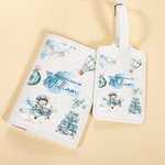 Personifierad söt pilot moln flygplan PU läder passhållare bagagetagg set med namn resetillbehör födelsedagspresent för barn