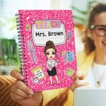 Personalized Best Teacher Ever Cartoon Character Teacher A5 Notebook with Name Teacher's Day Appreciation Gift for Teacher