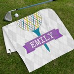 Personalized Colorful Golf Tee Super Absorbent Waffle Towel with Name and Hanging Clip Golf Accessories Gift for Women Golf Players