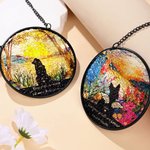 Personalisierte Hund Silhouette Glasmalerei Suncatcher Ornament Home Decor Hund Verlust Memorial Geschenk für Hundeliebhaber