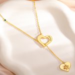 Personalised Birthstone Birth Flower Heart-shaped Hollow Pendant Necklace Dainty Jewellery with Name Birthday Anniversary Gift for Women