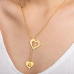 Personalised Birthstone Birth Flower Heart-shaped Hollow Pendant Necklace Dainty Jewellery with Name Birthday Anniversary Gift for Women