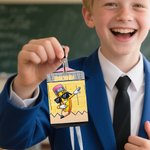 Gepersonaliseerde leuke cartoon potlood PU lederen ID badge houder met naam en sleutelkoord Office terug naar school Teacher's Day Gift voor leraar vriend