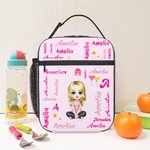 Henkilökohtainen sarjakuvahahmo Initial eristetty lounas laukku nimi Portable Camping Essentials takaisin kouluun syntymäpäivälahja pojille tytöille