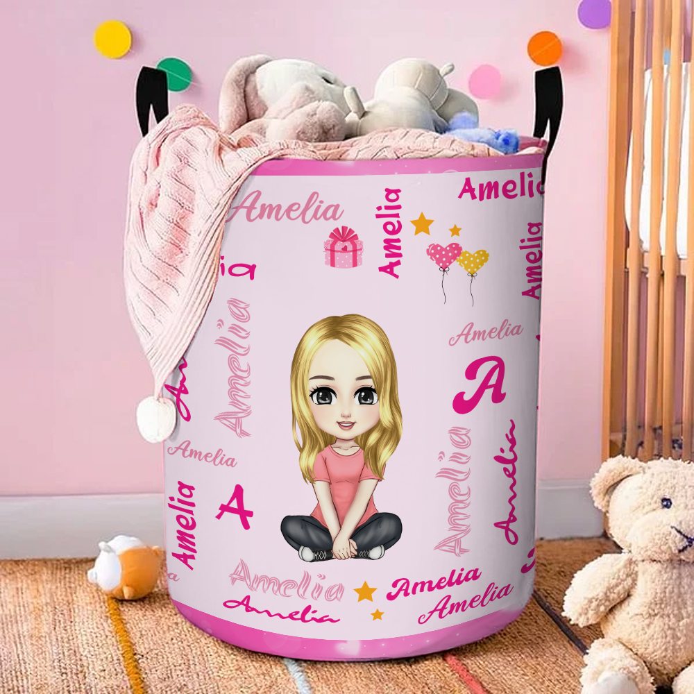 Panier à linge imperméable personnalisé avec nom et poignée Cadeau d'anniversaire pour enfants