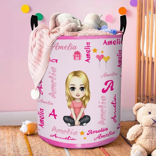 Panier à linge imperméable personnalisé avec nom et poignée Cadeau d'anniversaire pour enfants