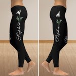 Personalized Birth Flower Stretchy Leggings Yoga Pants with Name Daily Sports Accessories Birthday Gift for  Women Yoga Lovers