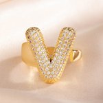 Personalized Bubble Initial Ring with Zircon Cute Jewelry Mother's Day Anniversary Birthday Gift for Women