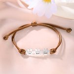 Personalized 1-6 Paws Minimalist Adjustable Waxed Rope Bracelet with Engraved Name Women Jewelry Birthday Memorial Gift for Pet Owners Lovers