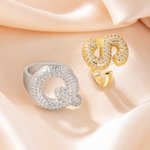 Personalized Bubble Initial Ring with Zircon Cute Jewelry Mother's Day Anniversary Birthday Gift for Women