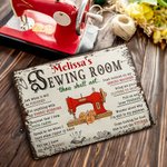 Henkilökohtainen ompelukone sarjakuvahahmo metalli merkki nimi Studio sisustus syntymäpäivä Housewarming lahja ompelu harrastaja suunnittelija