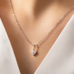 Personalized Tiny Heart Padlock Necklace with Birthstone Dainty Women Jewelry Valentine's Day Birthday Gift for Her